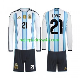 Fotbalový Dres Argentina Jose Manuel Lopez 21 Dětské Domácí Mistrovství světa 2026 Dlouhý Rukáv